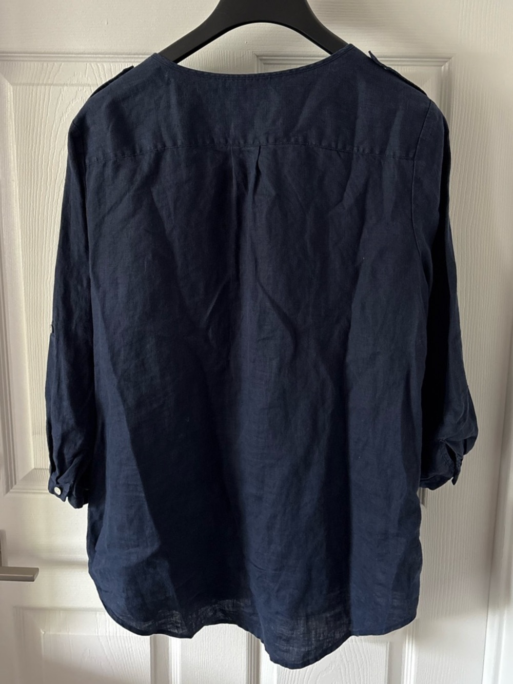 Go Silk Navy Blue Washable linen Button-Down Shirt Size XL - Picture 2 of 4